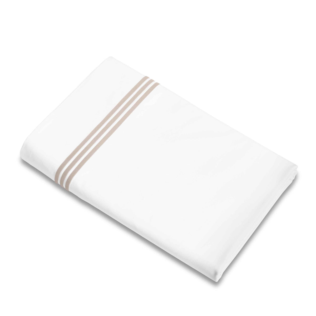Flat Sheet of Signoria Platinum Percale Bedding in White/Antique Rose Color