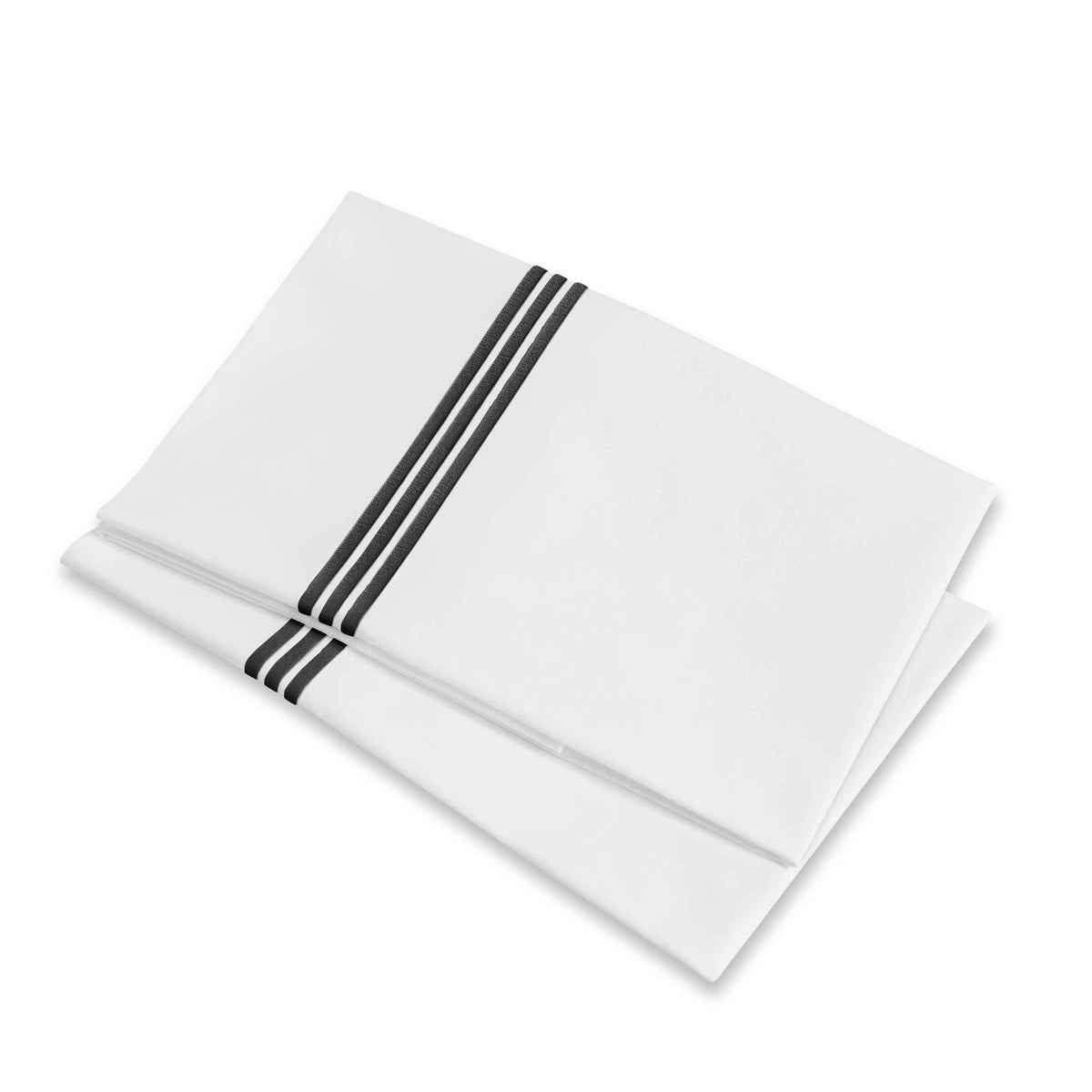 Folded Pillowcases of Signoria Platinum Percale Bedding in White/Black Color