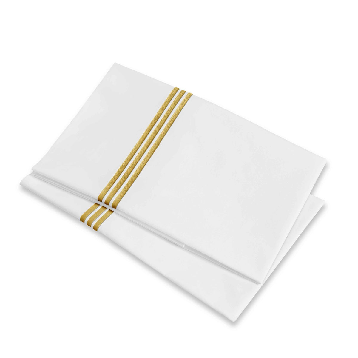 Folded Pillowcases of Signoria Platinum Percale Bedding in White/Gold Color