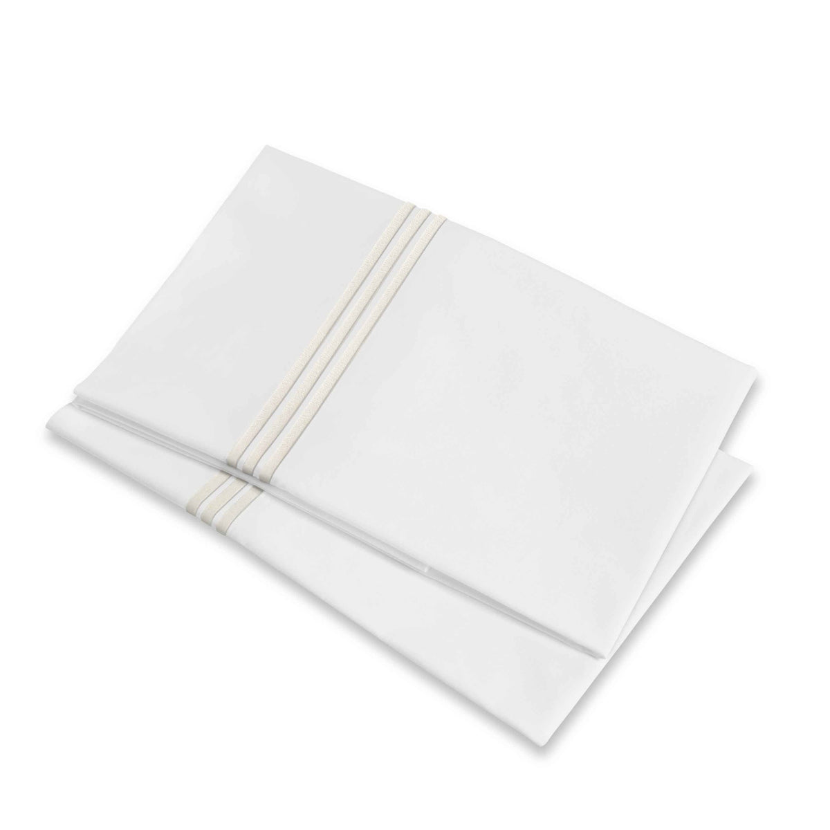 Folded Pillowcases of Signoria Platinum Percale Bedding in White/Ivory Color