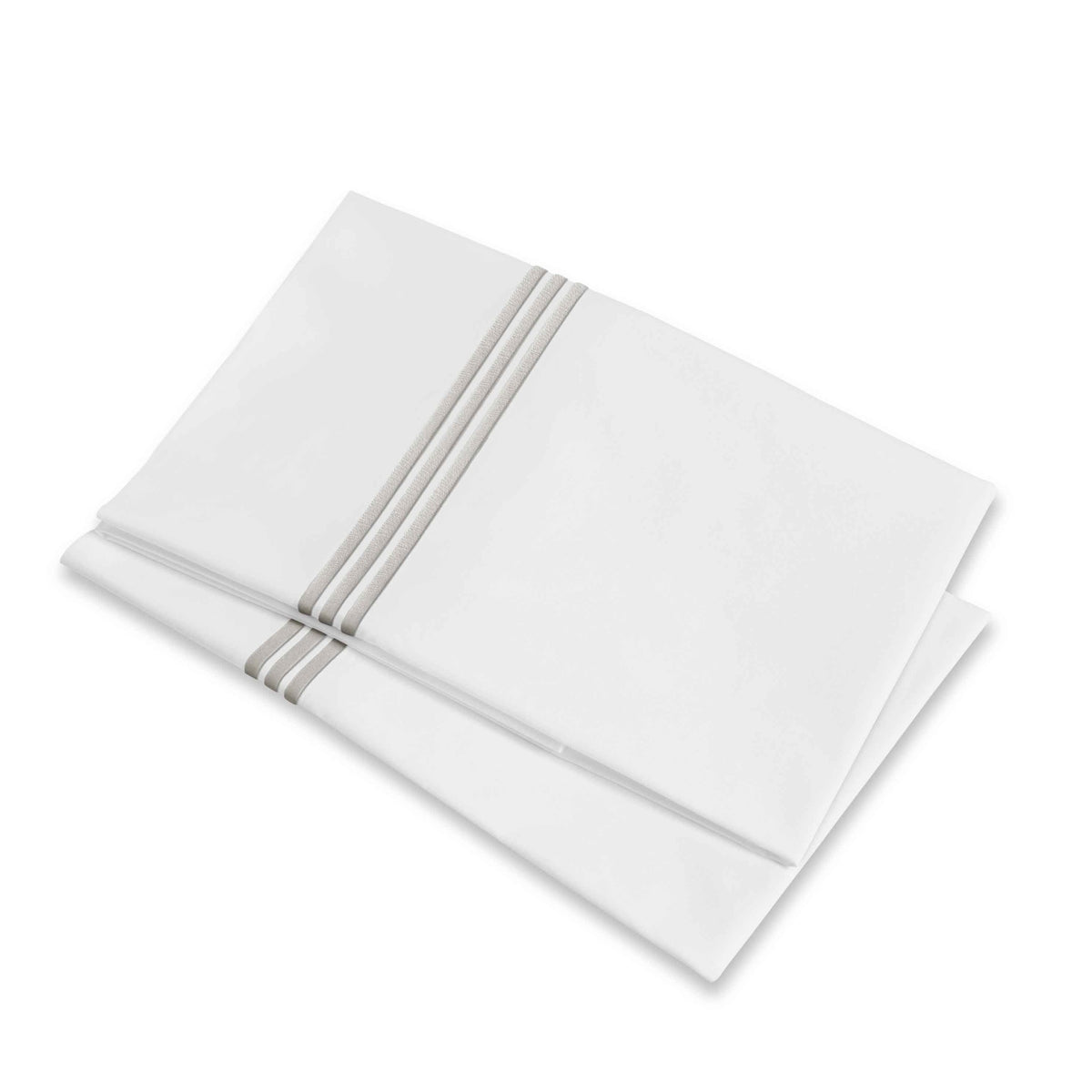 Folded Pillowcases of Signoria Platinum Percale Bedding in White/Pearl Color