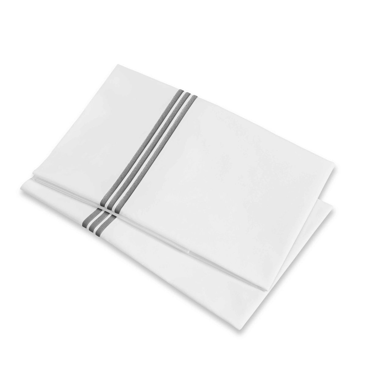 Folded Pillowcases of Signoria Platinum Percale Bedding in White/Silver Moon Color