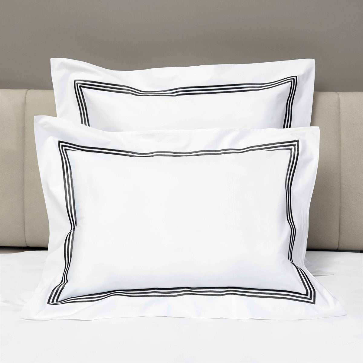 Shams of Signoria Platinum Percale Bedding in White/Black Color