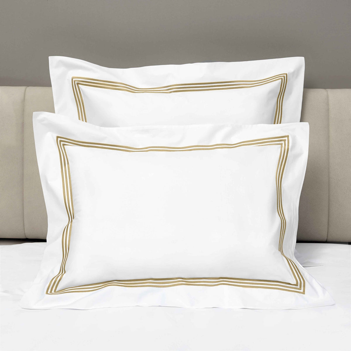 Shams of Signoria Platinum Percale Bedding in White/Caramel Color