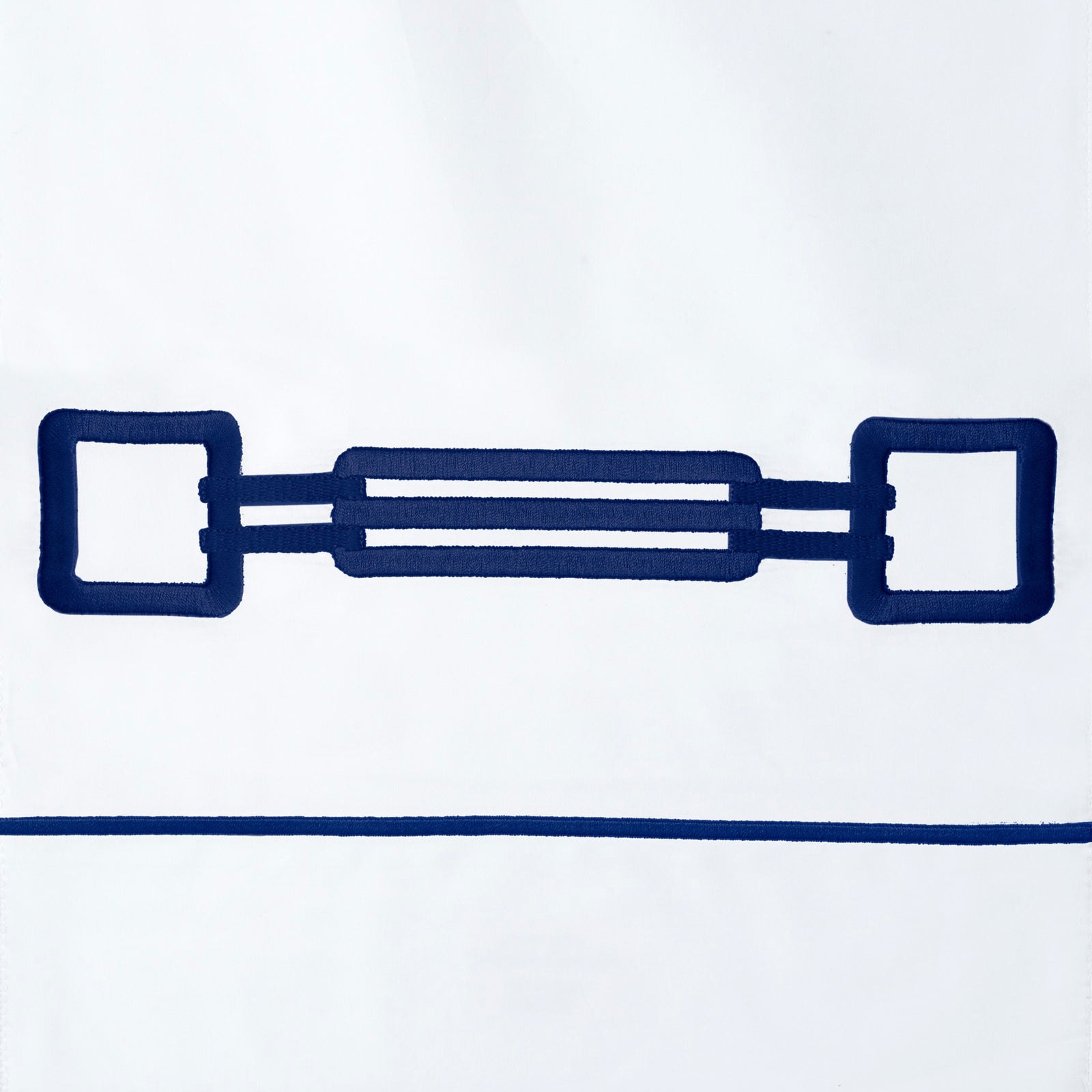 Full Top View of Signoria Retrò Bedding in White/Dark Blue Color