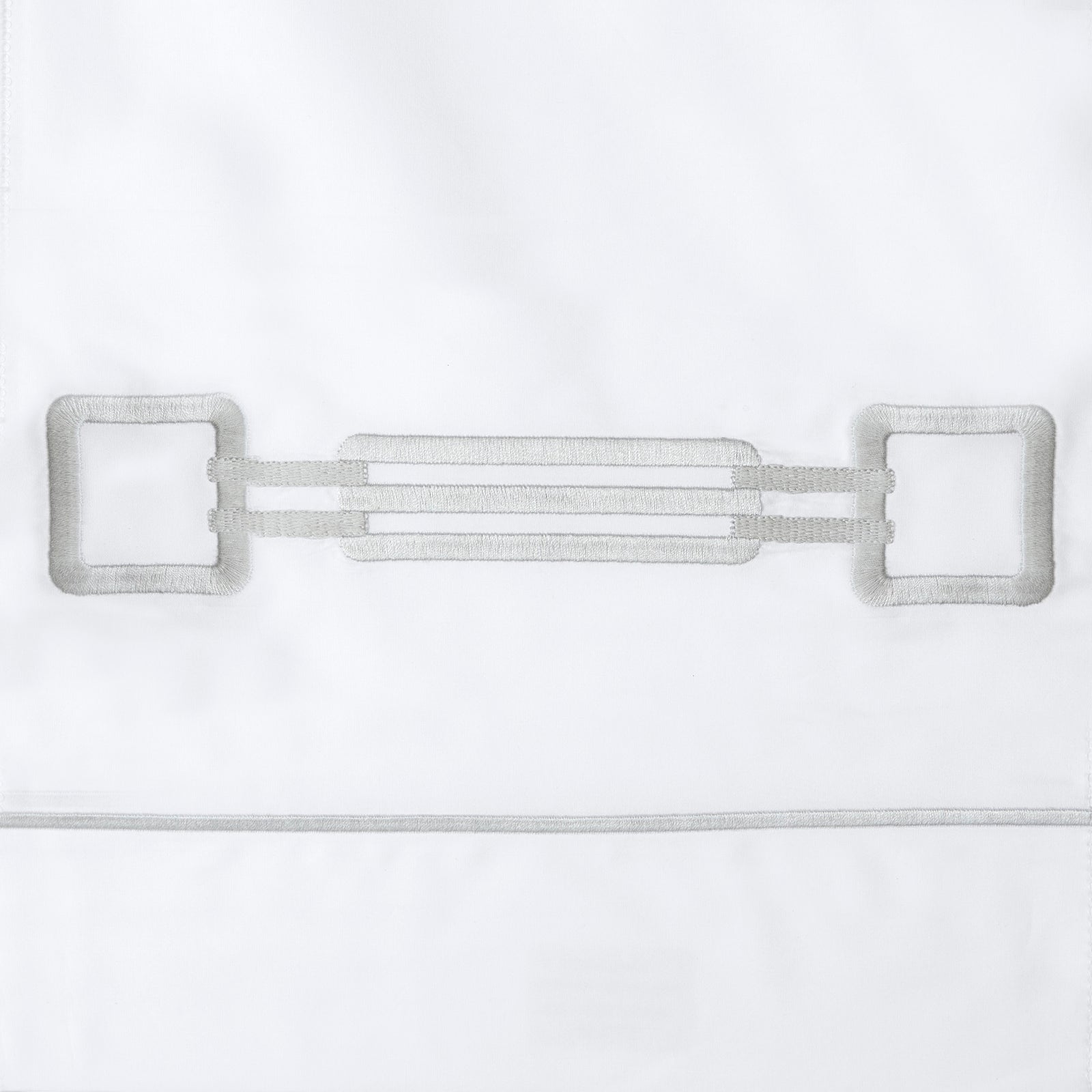 Closeup View of Signoria Retrò Bedding in White/Dark Pearl Color