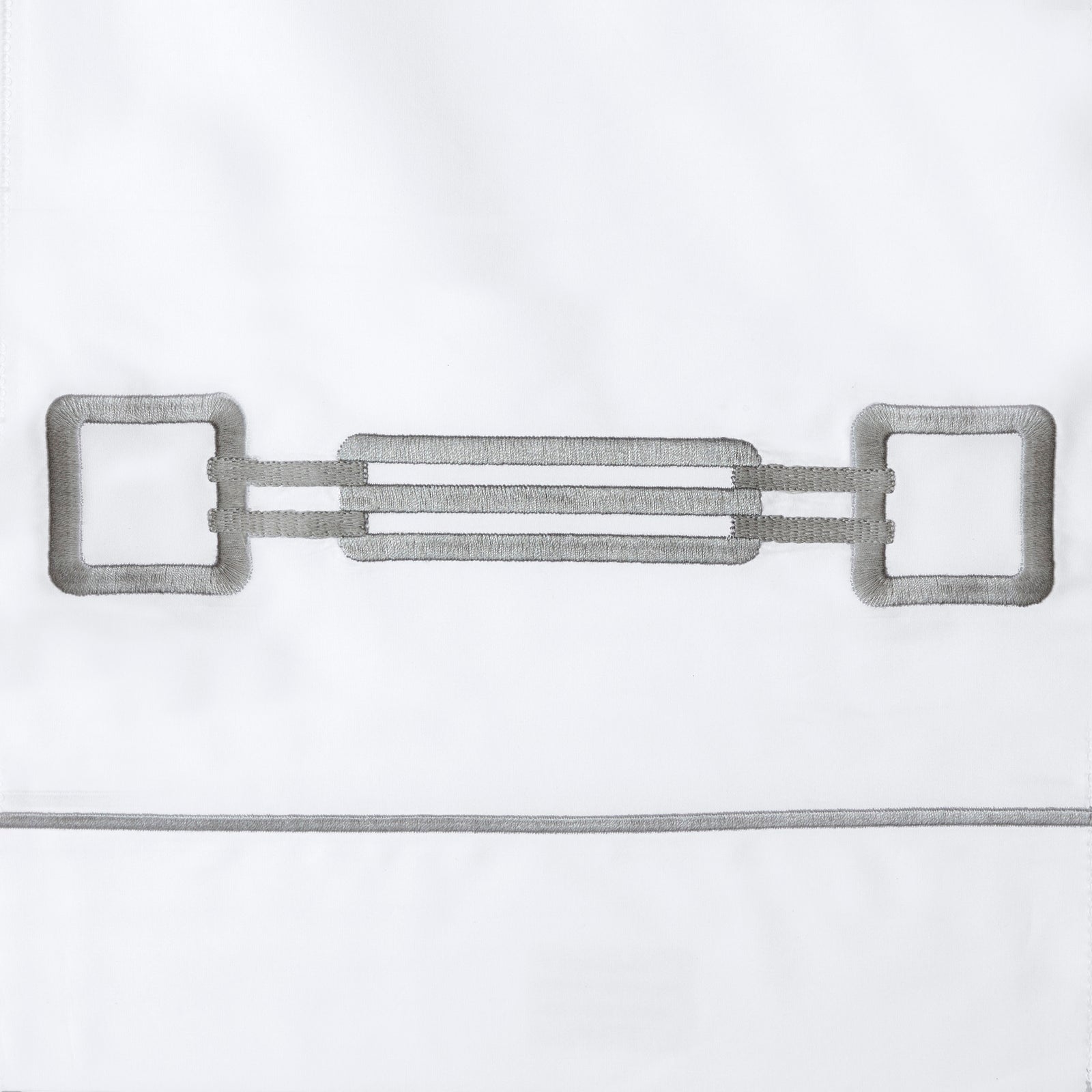 Closeup View of Signoria Retrò Bedding in White/Lead Grey Color