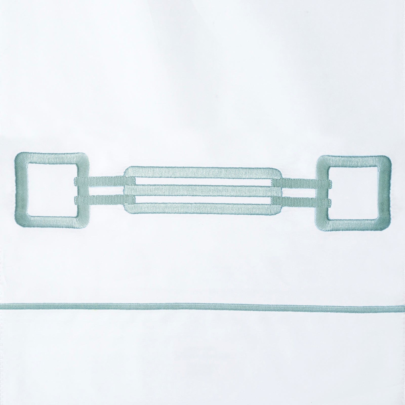 Closeup View of Signoria Retrò Bedding in White/Silver Sage Color