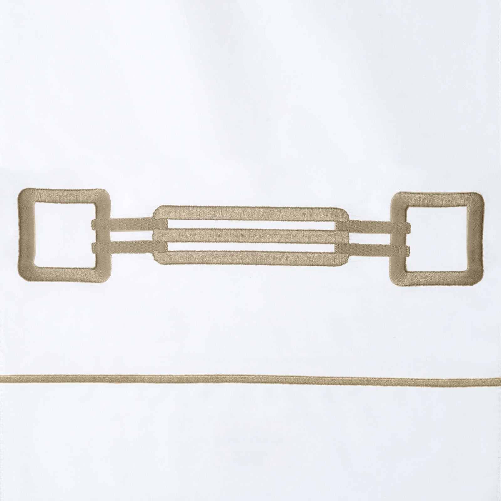 Closeup View of Signoria Retrò Bedding in White/Taupe Color