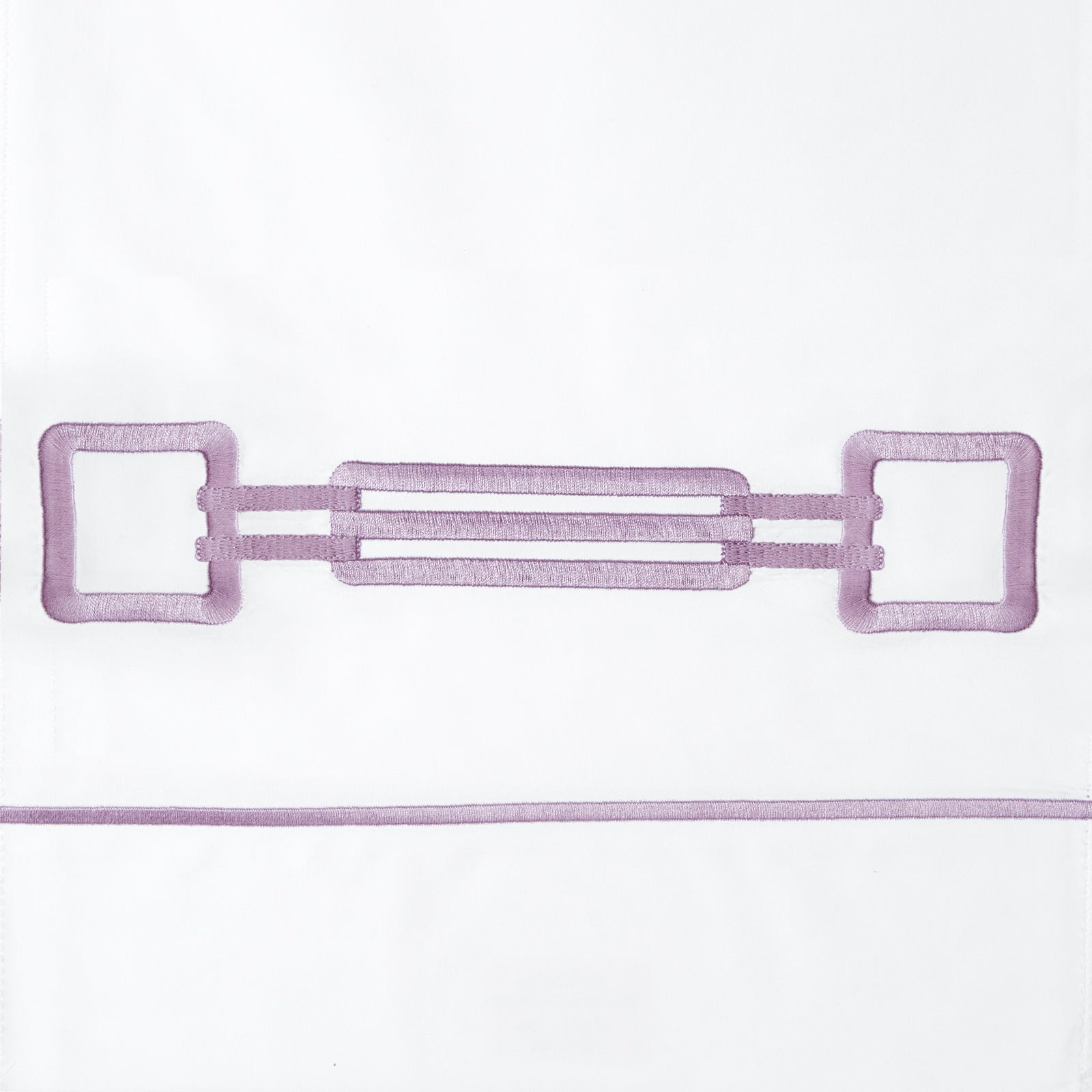 Closeup View of Signoria Retrò Bedding in White/Thistle Color