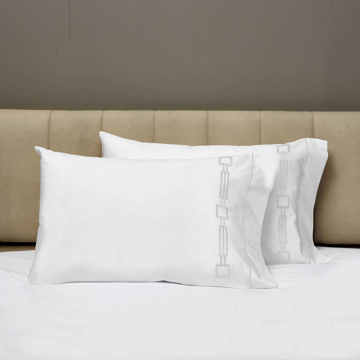 Closeup View of Signoria Retrò Pillowcases in White Color