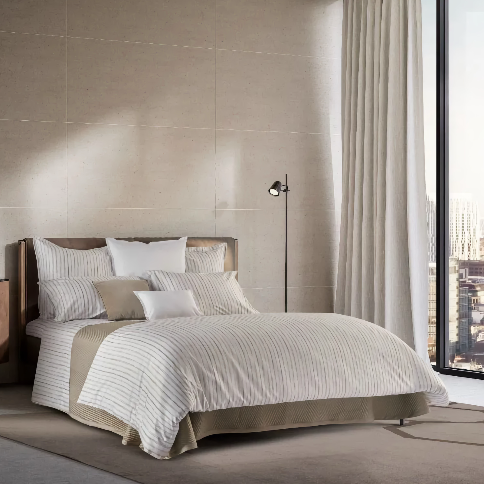 Bed in Beige Signoria Rigato Collection