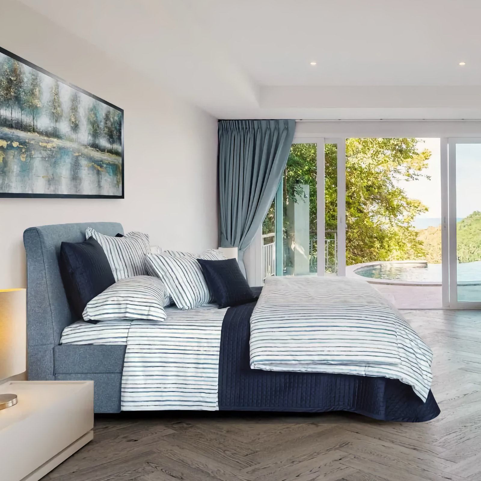 Bed in Blue Signoria Rigato Collection