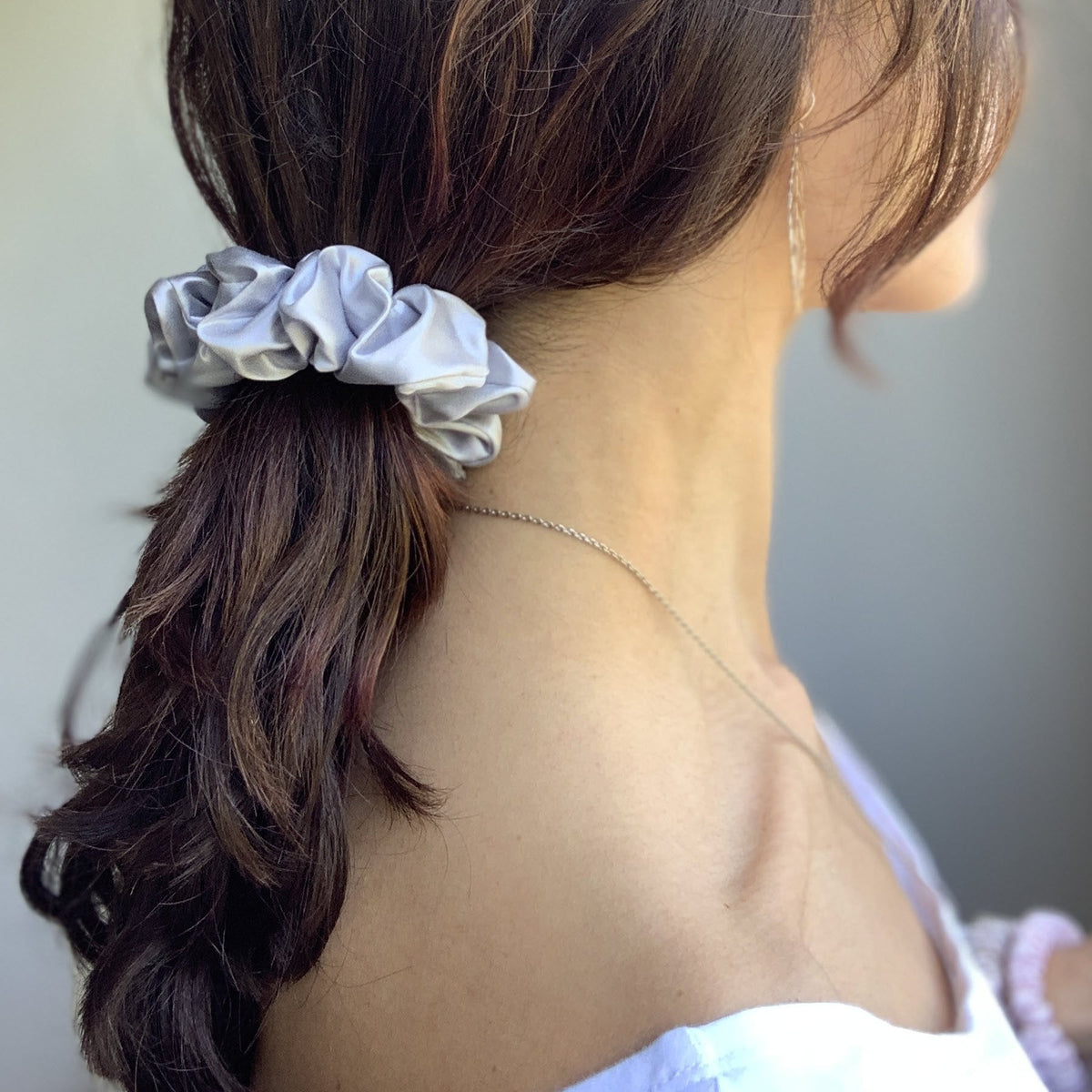 Mulberry Park Silks Pure Silk Scrunchies - Black, Silver, Grey