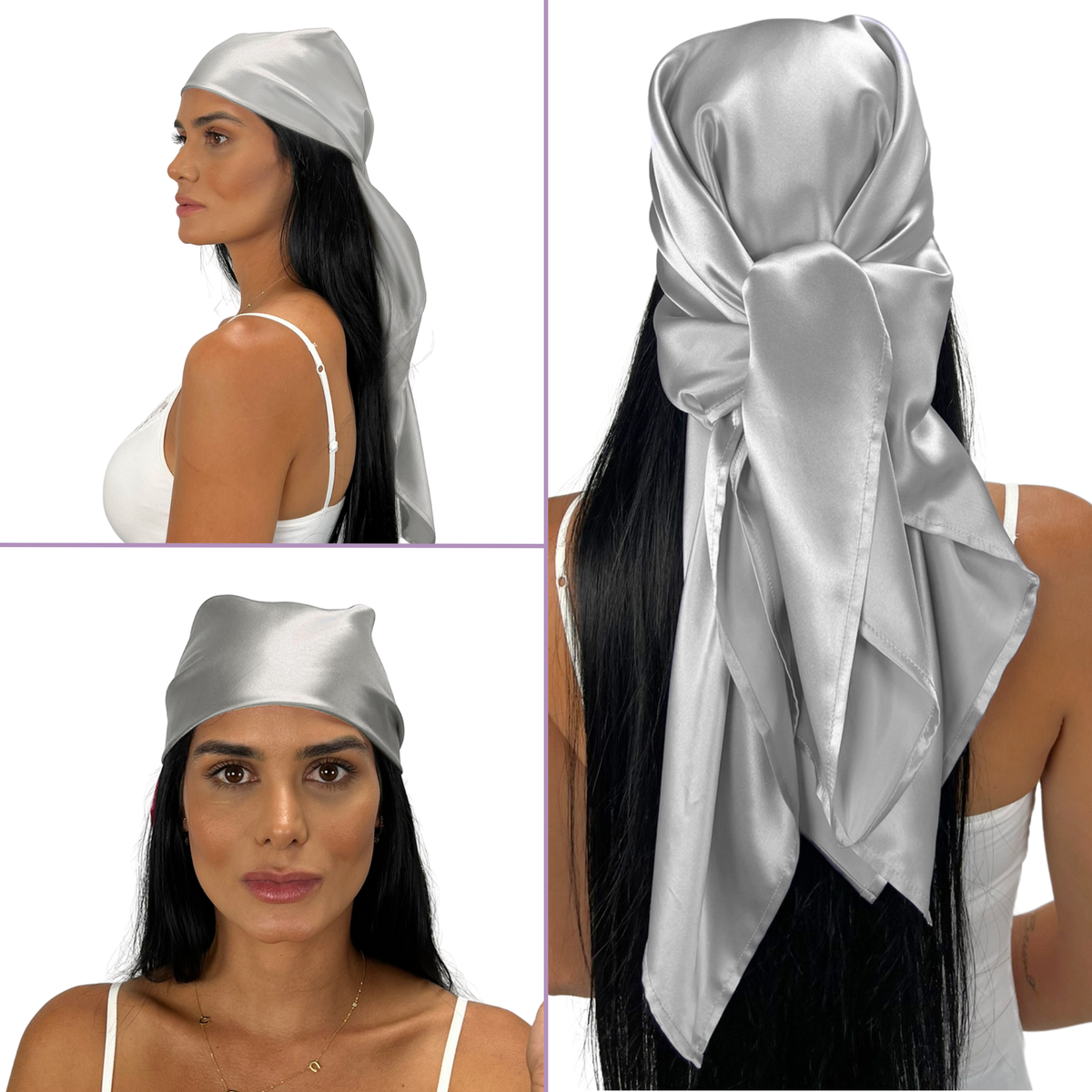 Mulberry Park Silks Pure Silk Square Head Scarf - Silver
