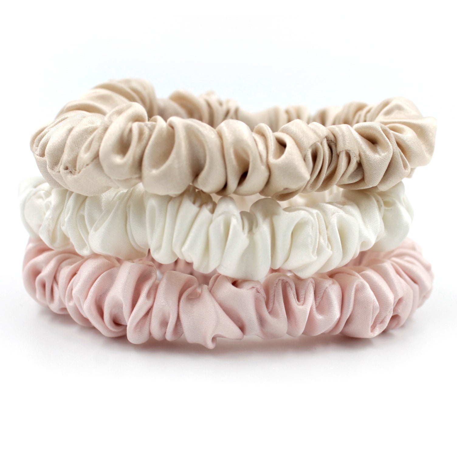 Mulberry Park Silks Scrunchies Ivory Pink Sand Large and Skinny