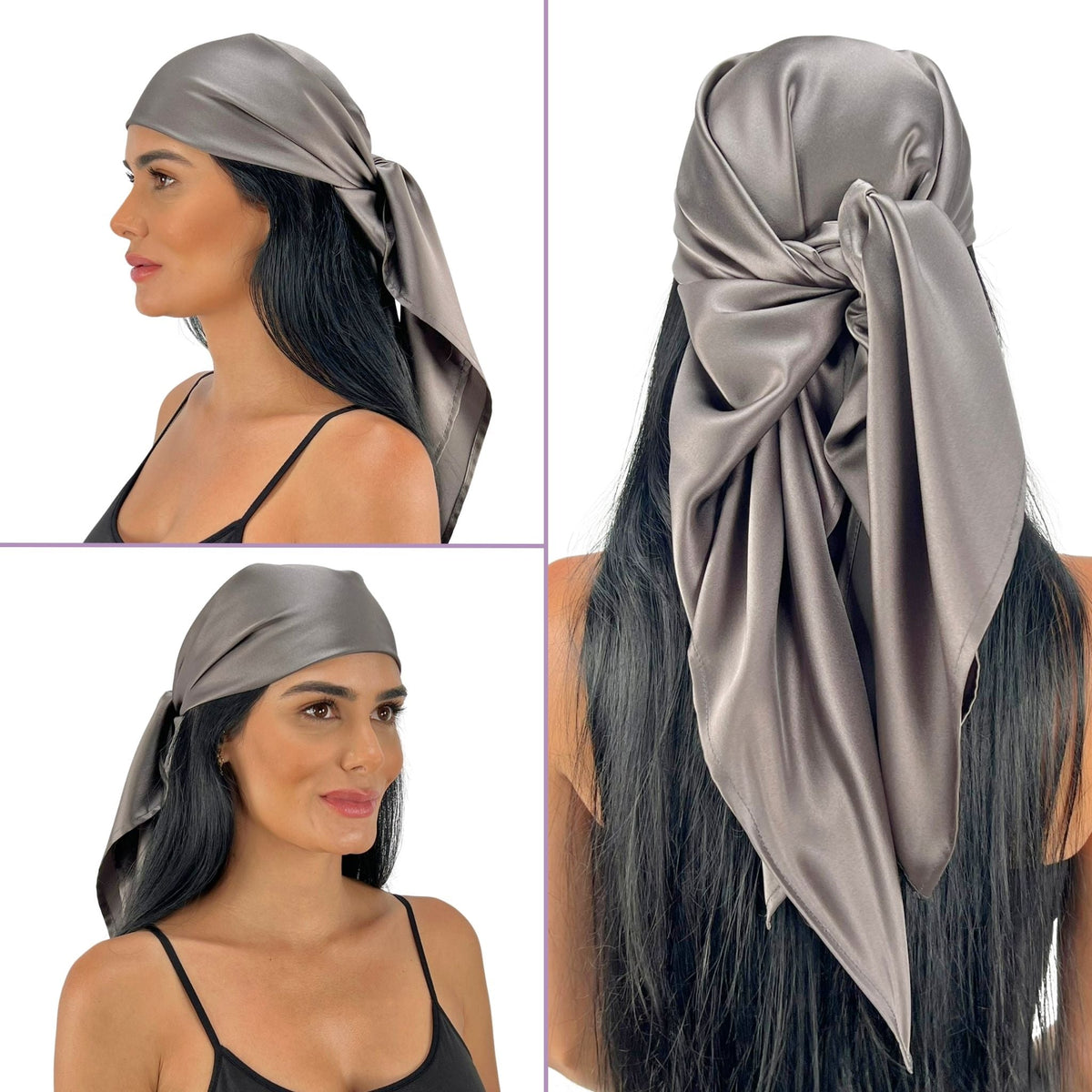 Mulberry Park Silks Pure Silk Square Head Scarf - Storm Grey