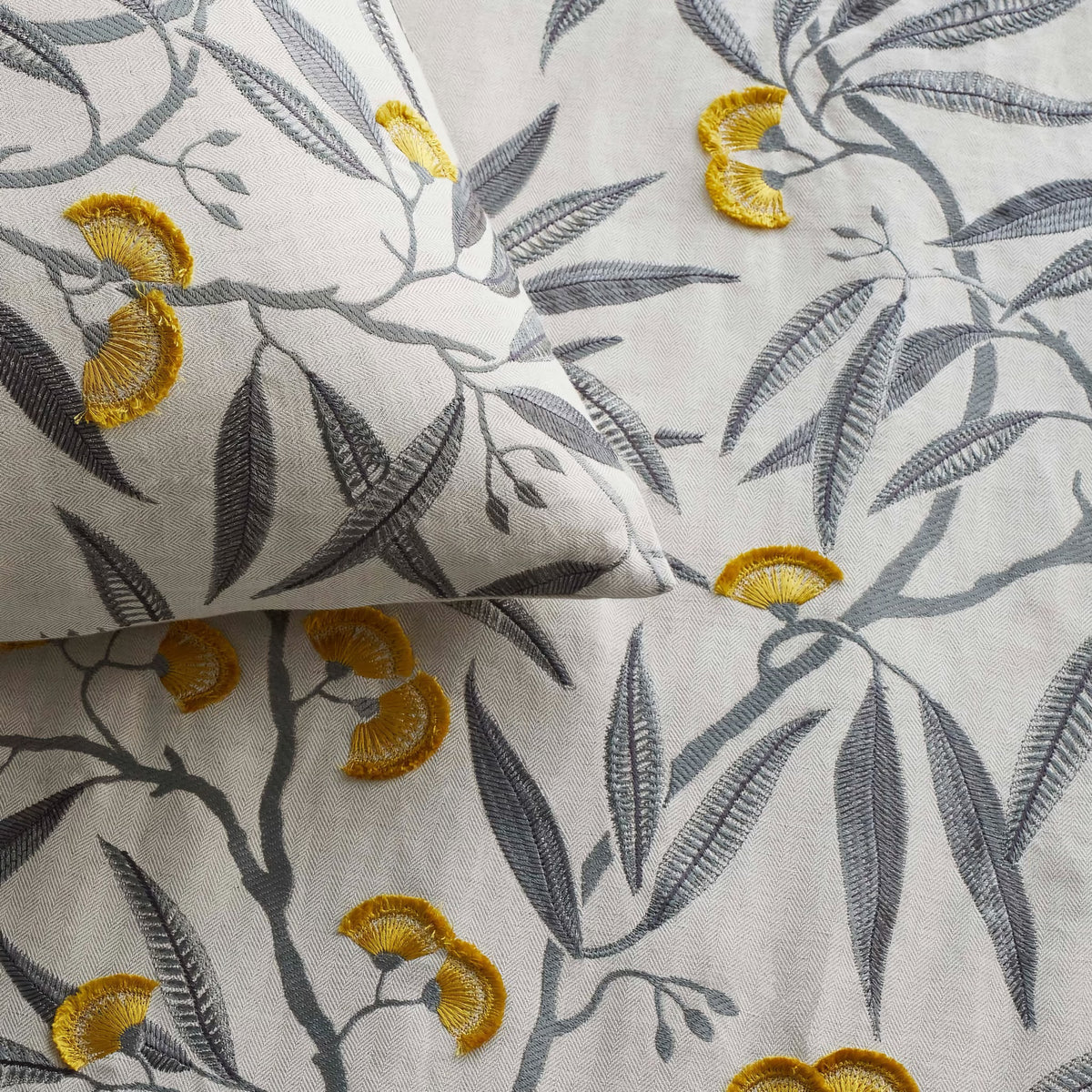 Detail View of The Met x Ann Gish Alyssum Throw and Decorative Pillow