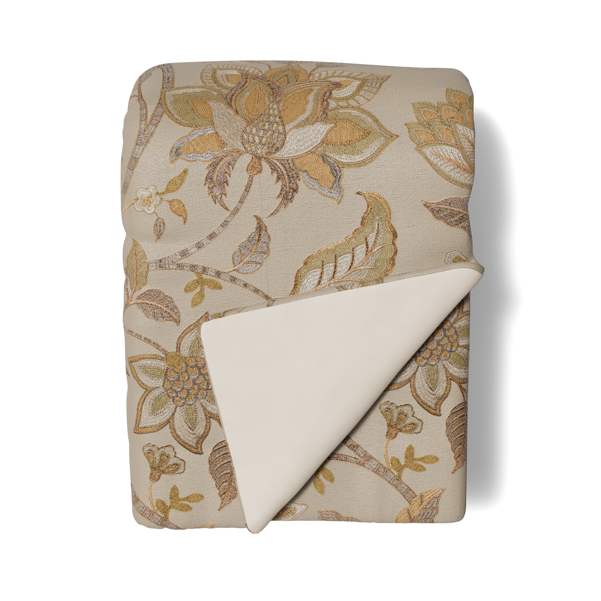 Folded Throw of The Met x Ann Gish Bramshill Bedding in Gold and Pumice