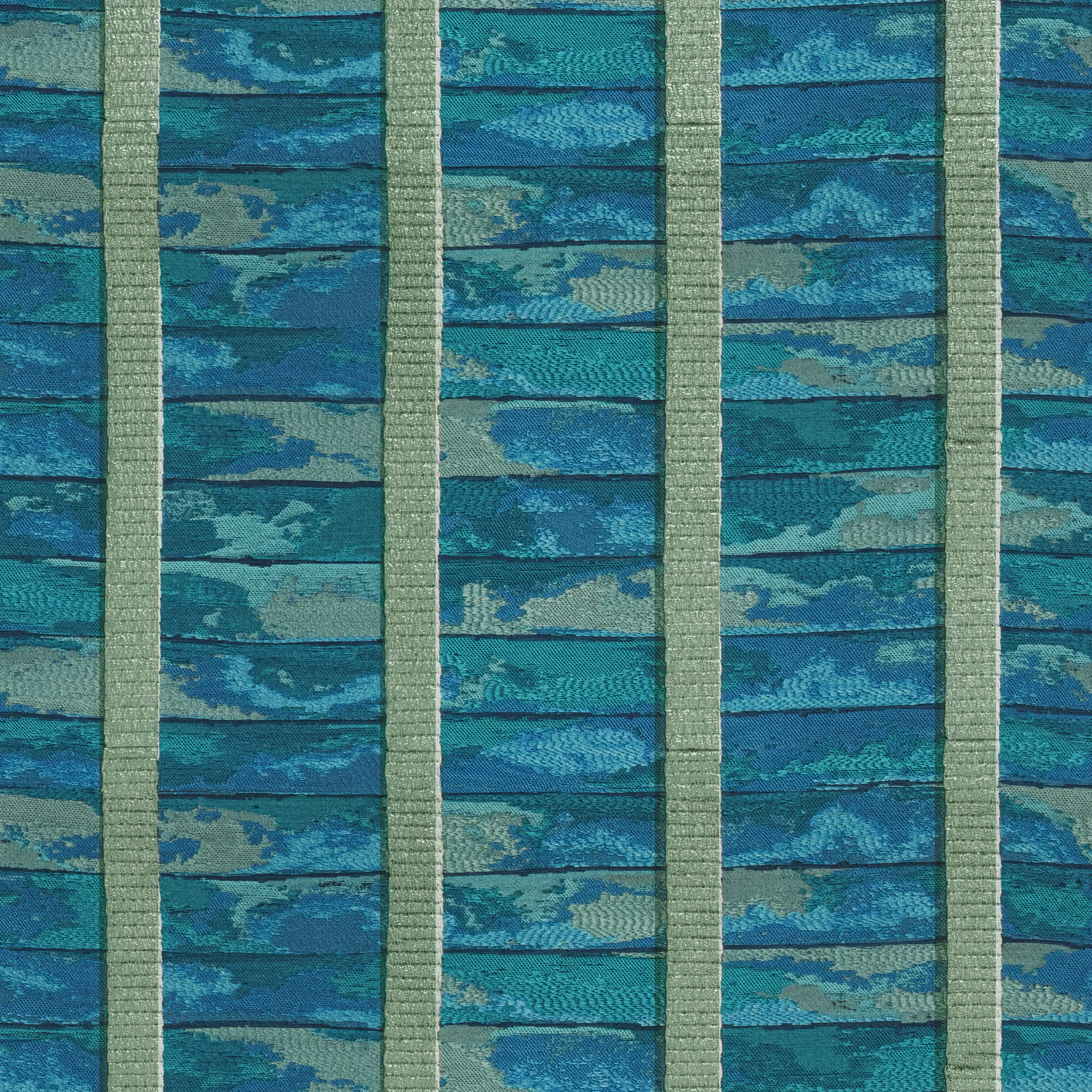 Bed with The Met x Ann Gish Egyptian Faience Duvet Cover and Sham in Nile