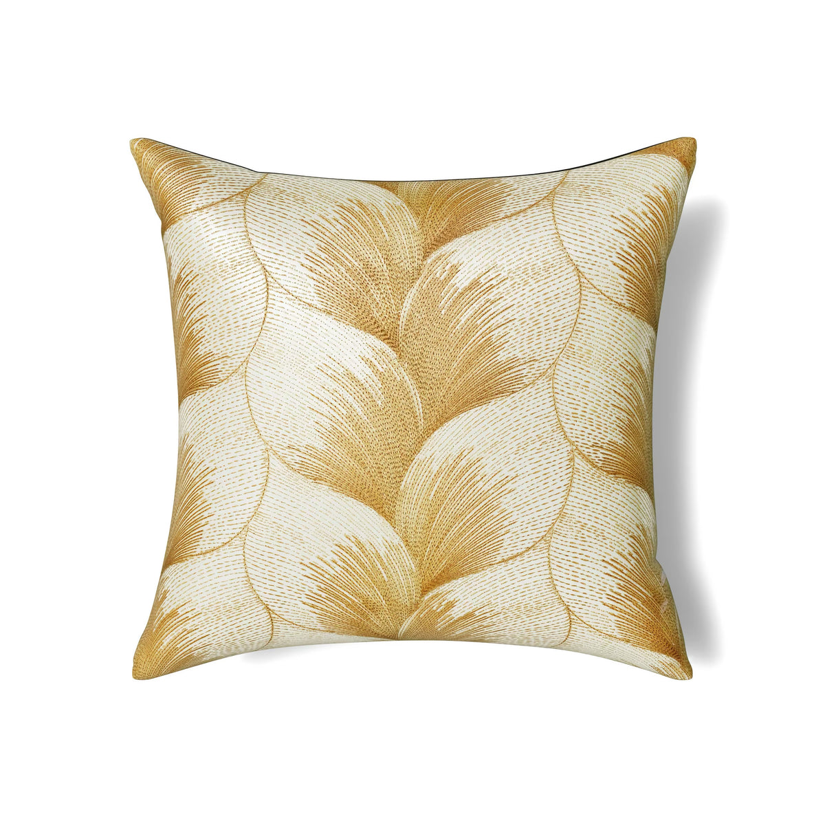 The Met x Ann Gish Fan Decorative Pillow in White and Gold