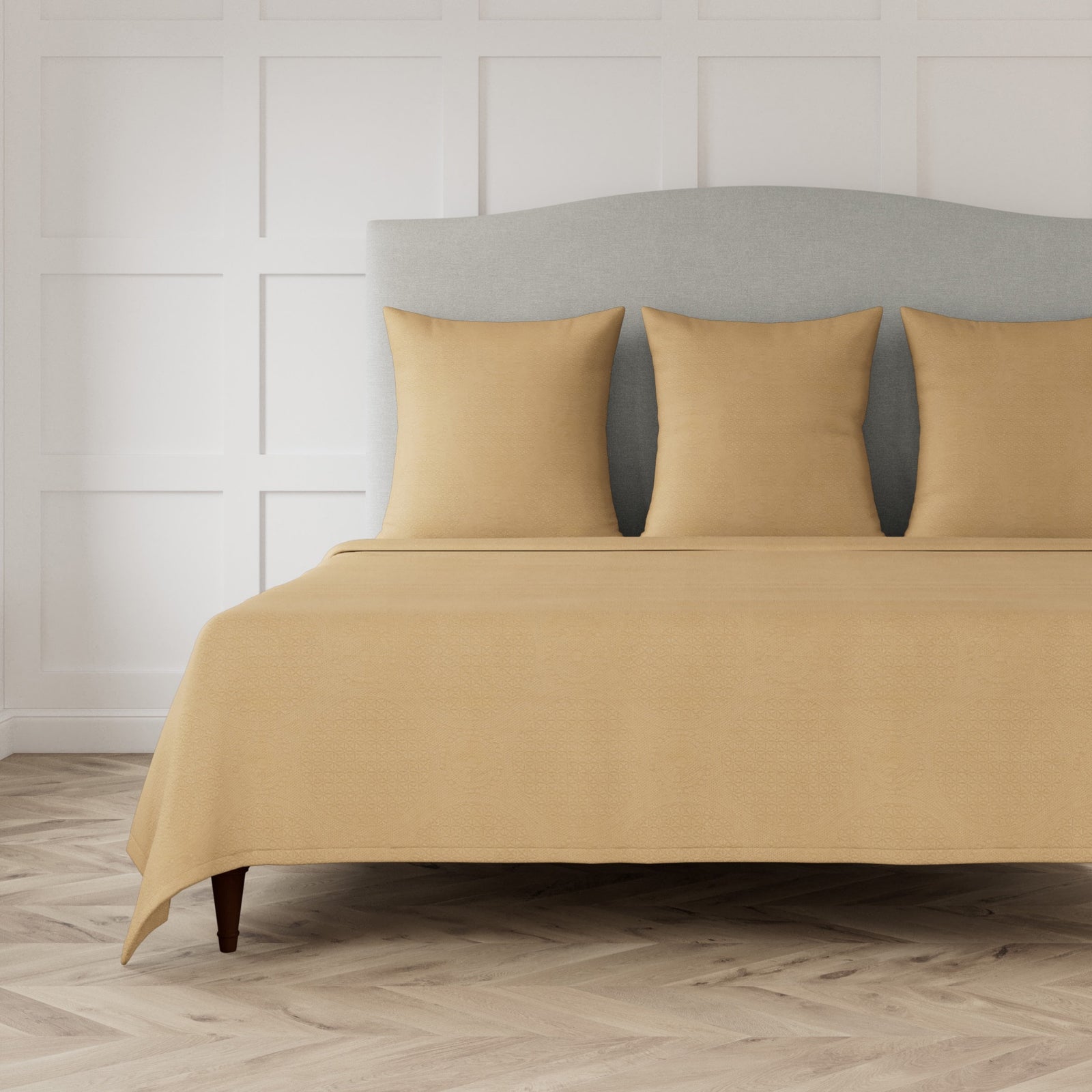 The Met x Ann Gish Great Hall Coverlet Set in Sand Color