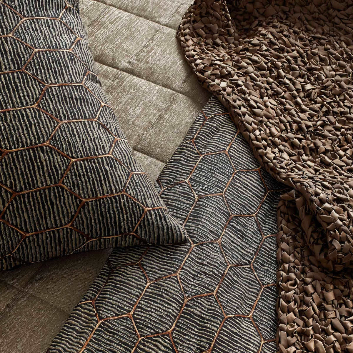 Detail View of The Met x Ann Gish Inro Throw and Decorative Pillow