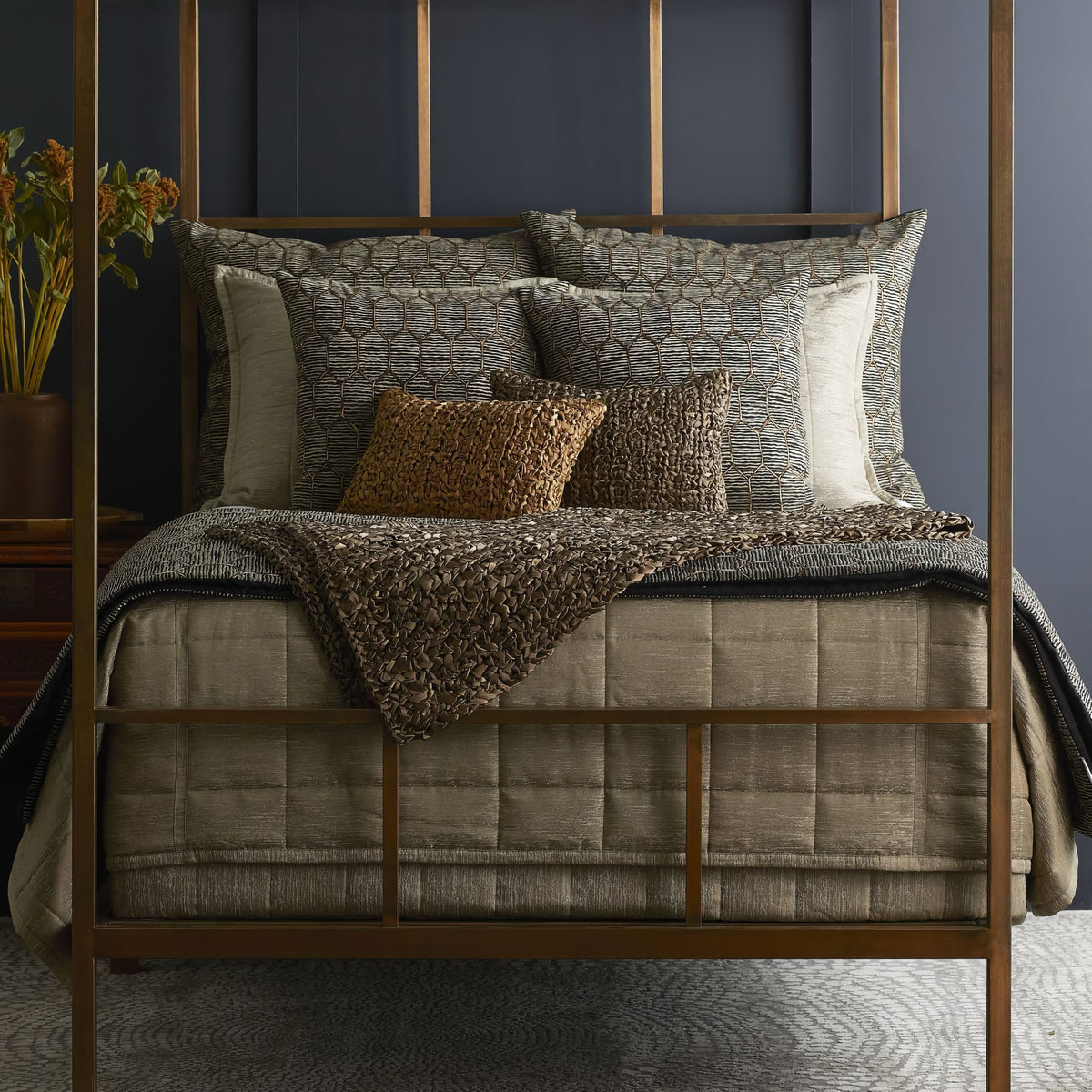 The Met x Ann Gish Inro Throw and Decorative Pillows with Coordinate Bedding