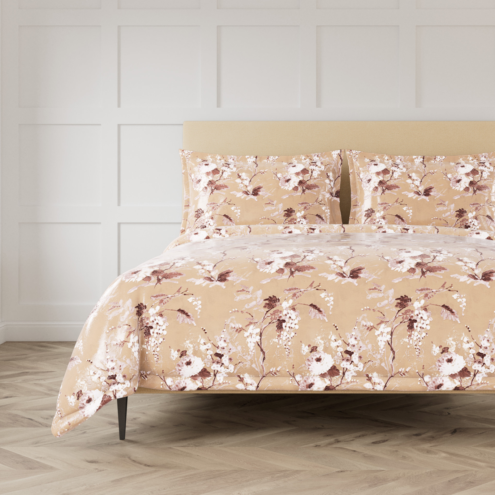 The Met x Ann Gish Jardin Fleur Duvet Cover and Sham in Pink and Gold