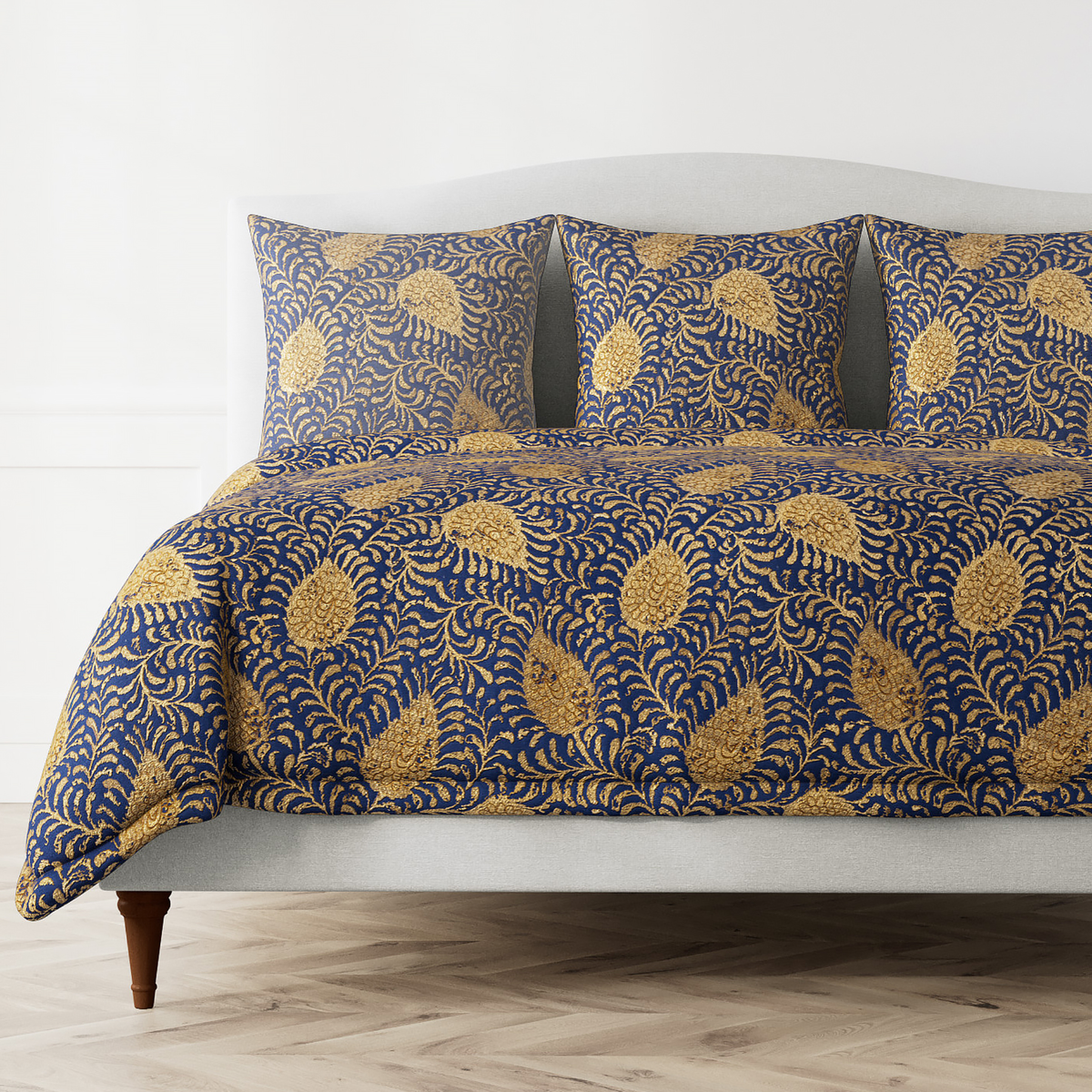 The Met x Ann Gish Kinrande Duvet Cover and Sham in Marine and Gold
