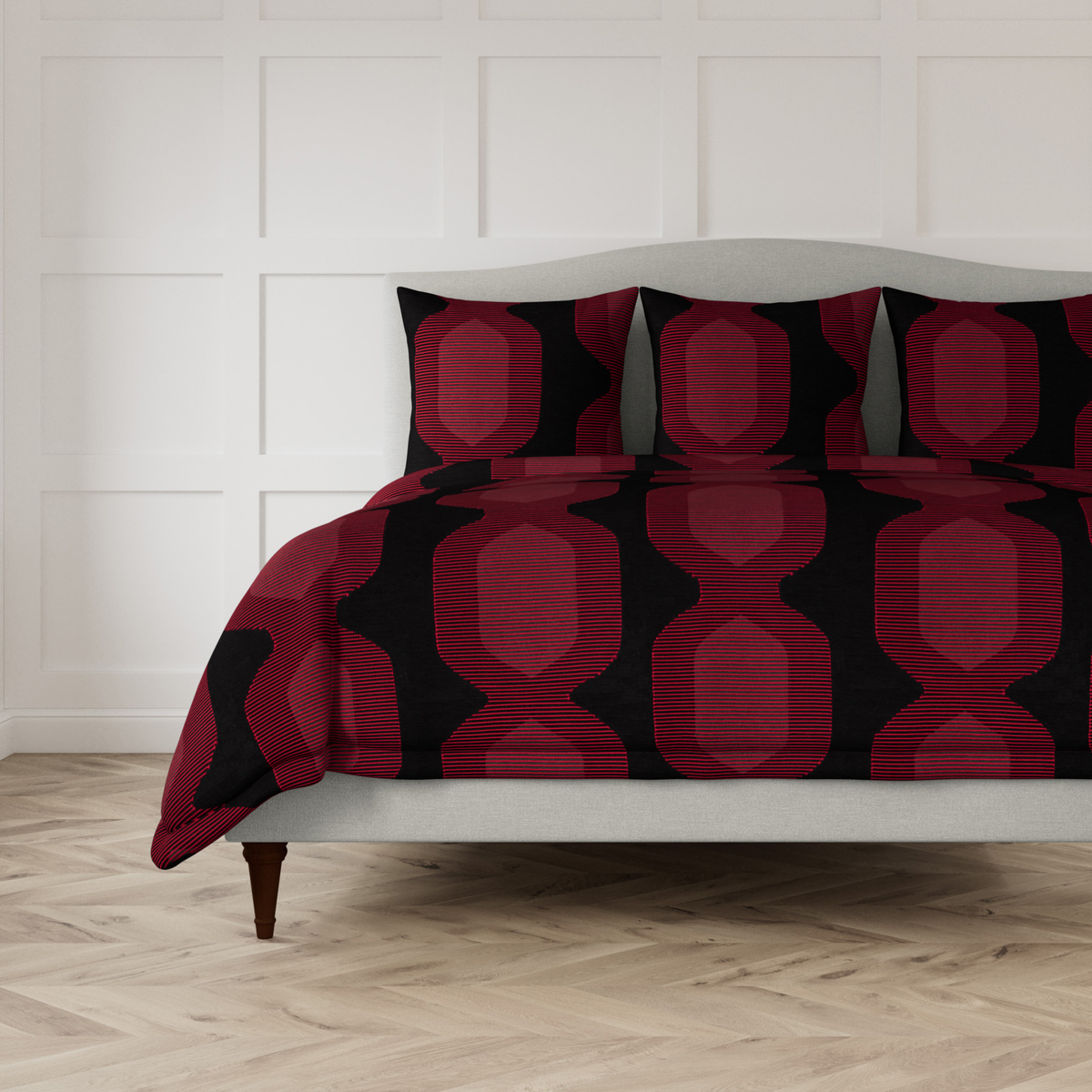 The Met x Ann Gish Lantern Bedding in Black and Red