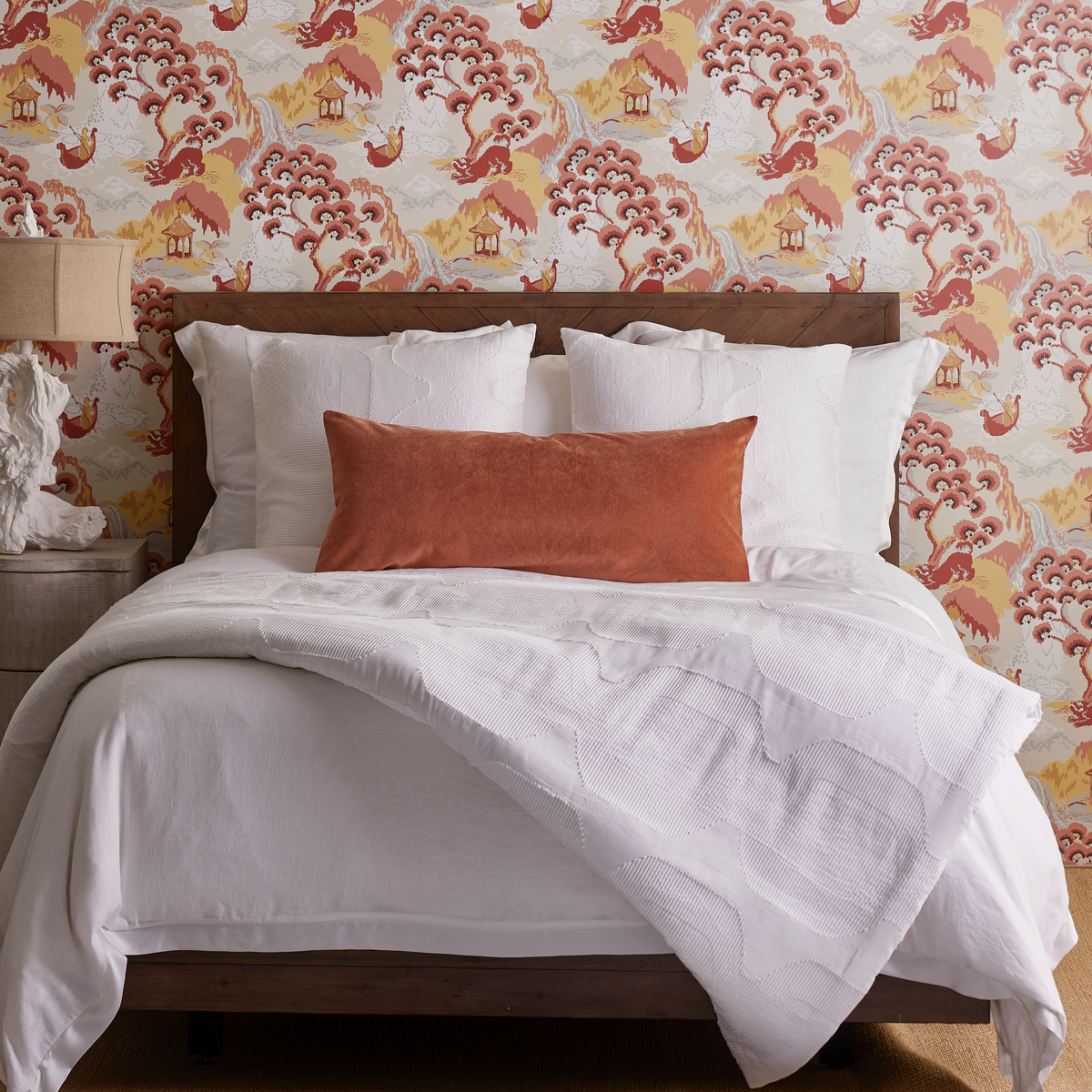 The Met x Ann Gish Lantern Bedding in White and White with Coordinate