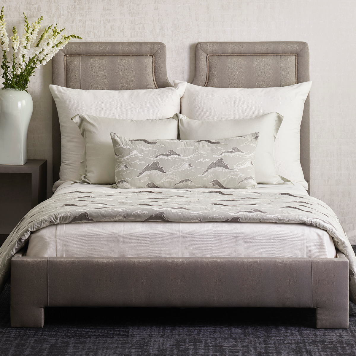 The Met x Ann Gish Lover's Kimono Duvet Cover and Sham in Frost with Coordinate