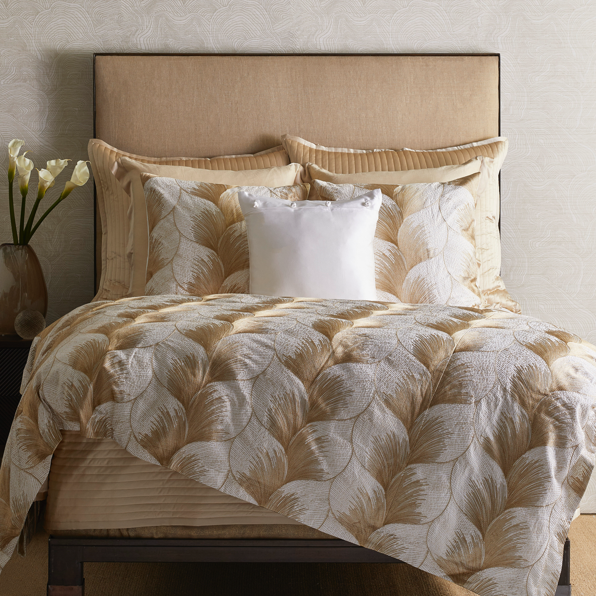 The Met x Ann Gish Lover's Kimono Duvet Cover and Sham in Pumice with Coordinate Bedding