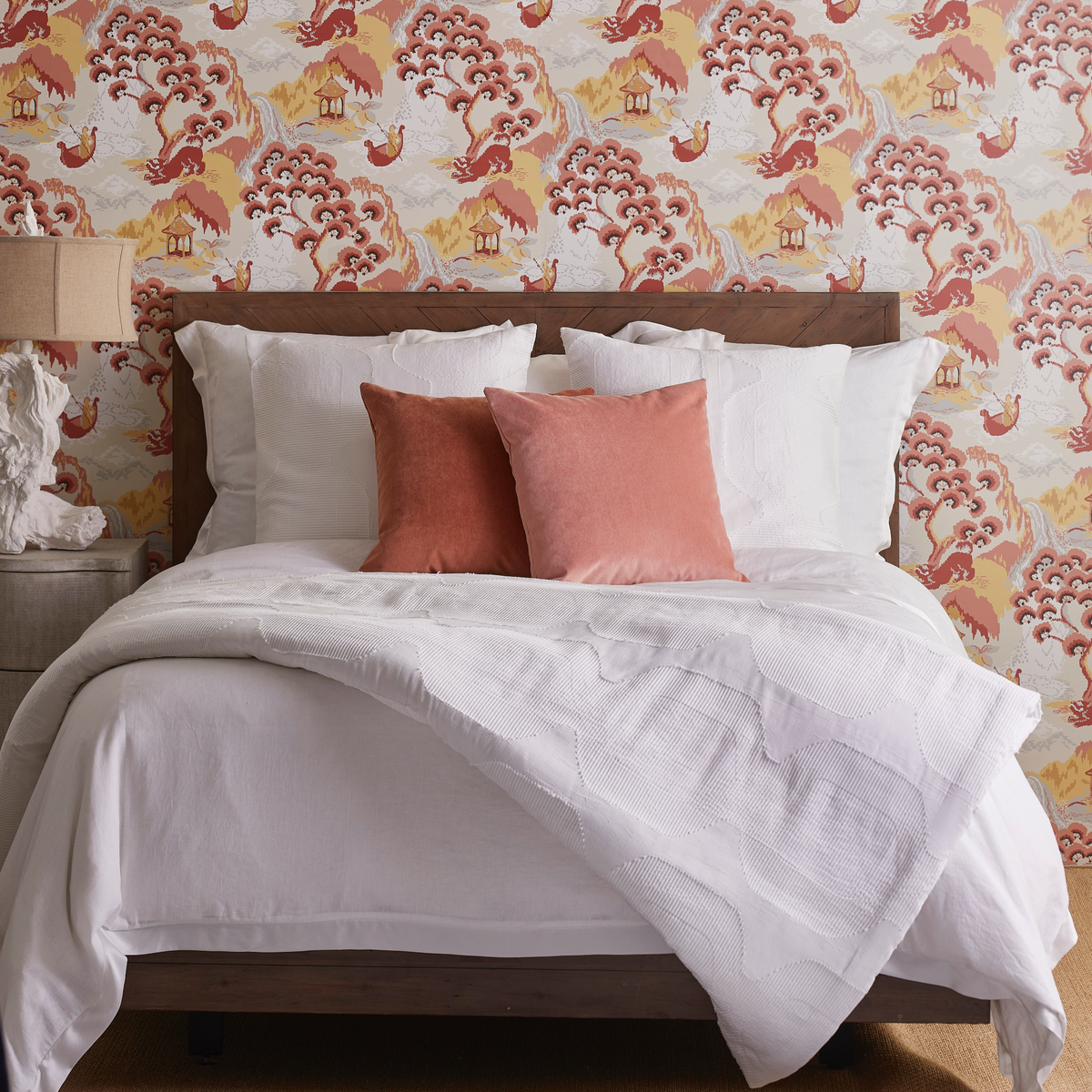 The Met x Ann Gish Lover's Kimono Duvet Cover and Sham in White with Coordinate Bedding