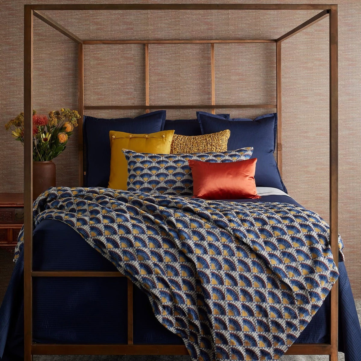 The Met x Ann Gish Maiolica Duvet Cover and Decorative Pillow with Coordinate Bedding