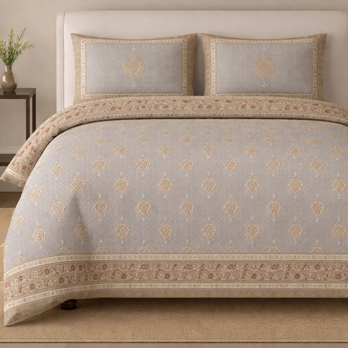 Neat bed made with The Met x Ann Gish Medallion Comforter Set