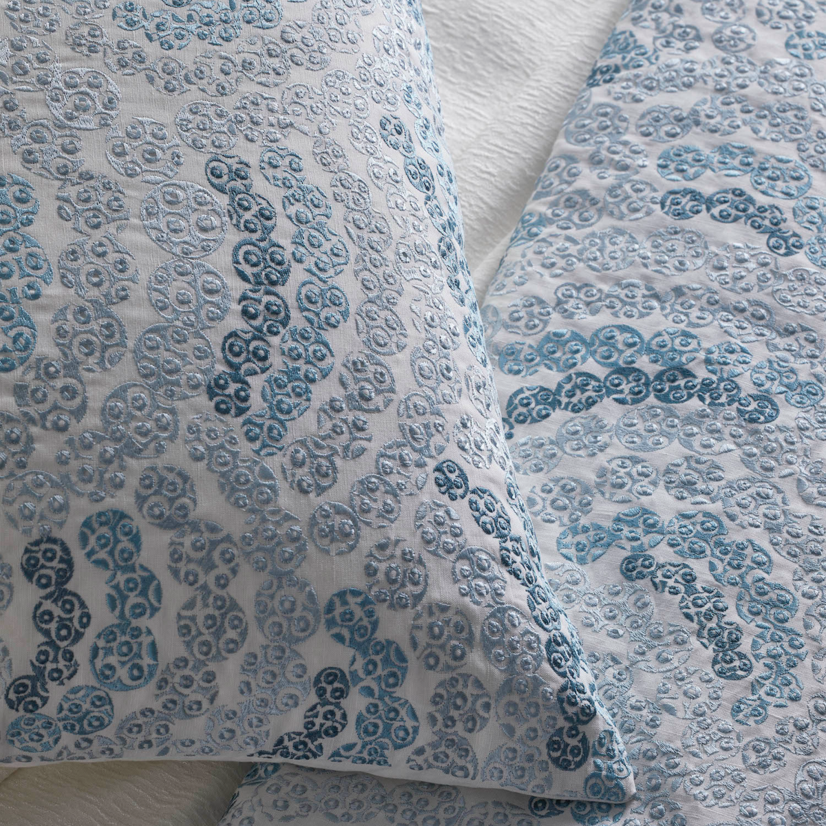 Detail View of The Met x Ann Gish Nazar Bedding in Blues