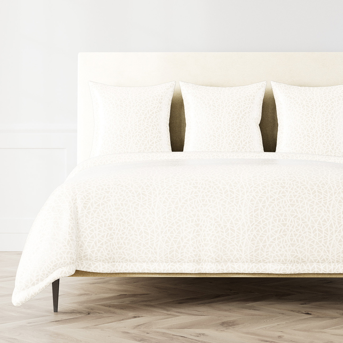 The Met x Ann Gish Ornament Duvet Cover and Decorative Pillow in Bone and Bone