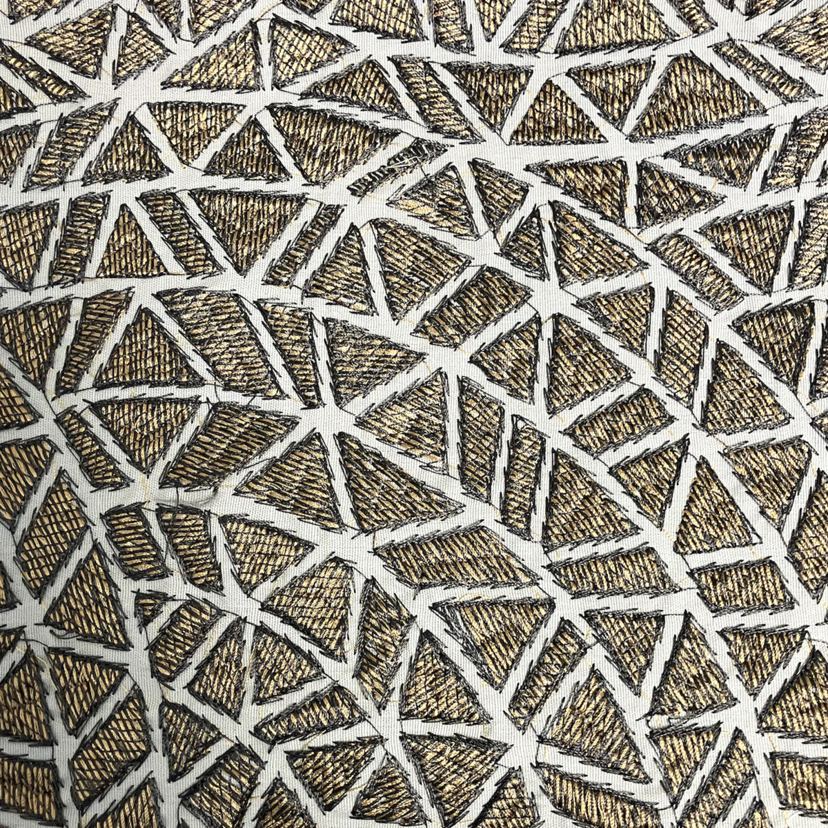 Swatch Sample of The Met x Ann Gish Ornament Duvet Cover and Decorative Pillow in Gold and Charcoal