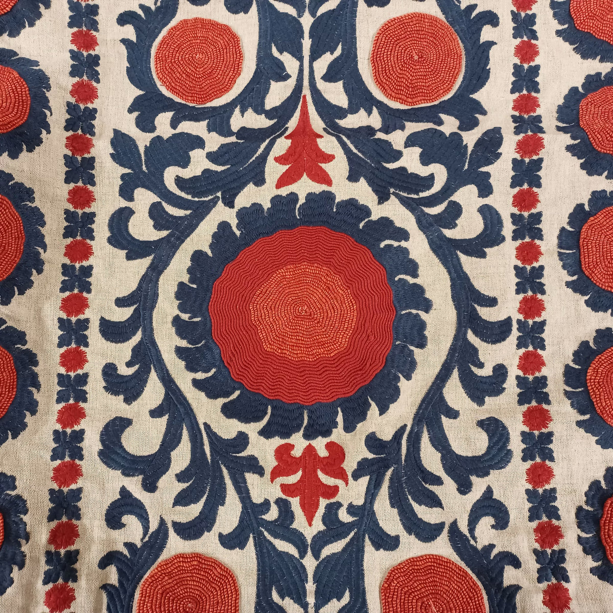 Swatch Sample of The Met x Ann Gish Suzani Throw and Decorative Pillow in Indigo