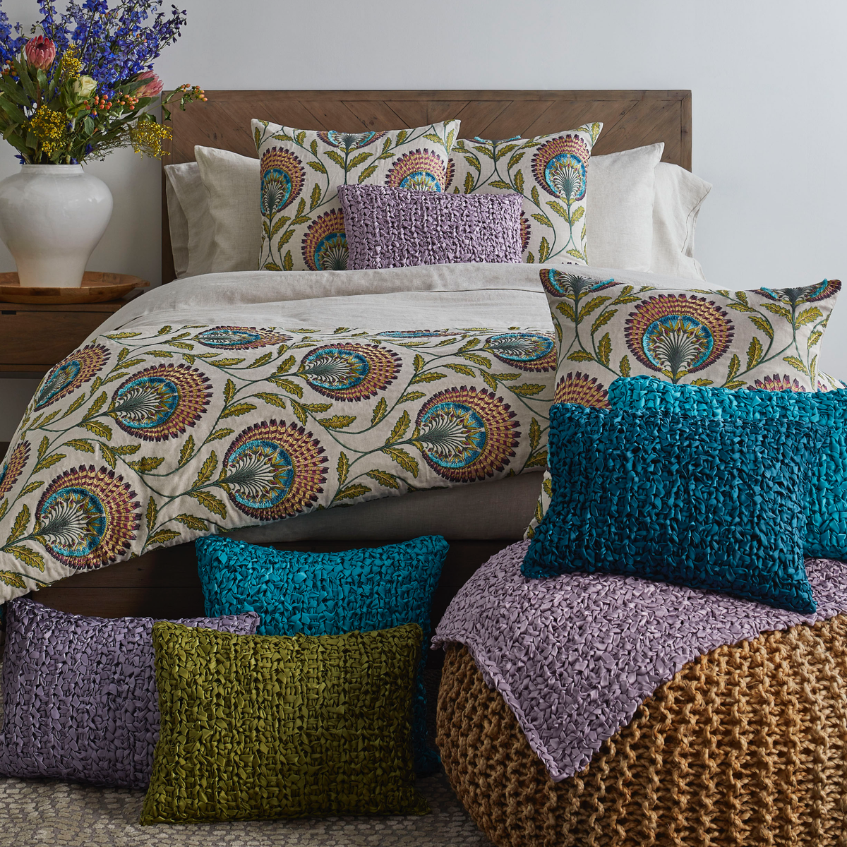 The Met x Ann Gish Tavus Throw and Decorative Pillow with Coordinates 