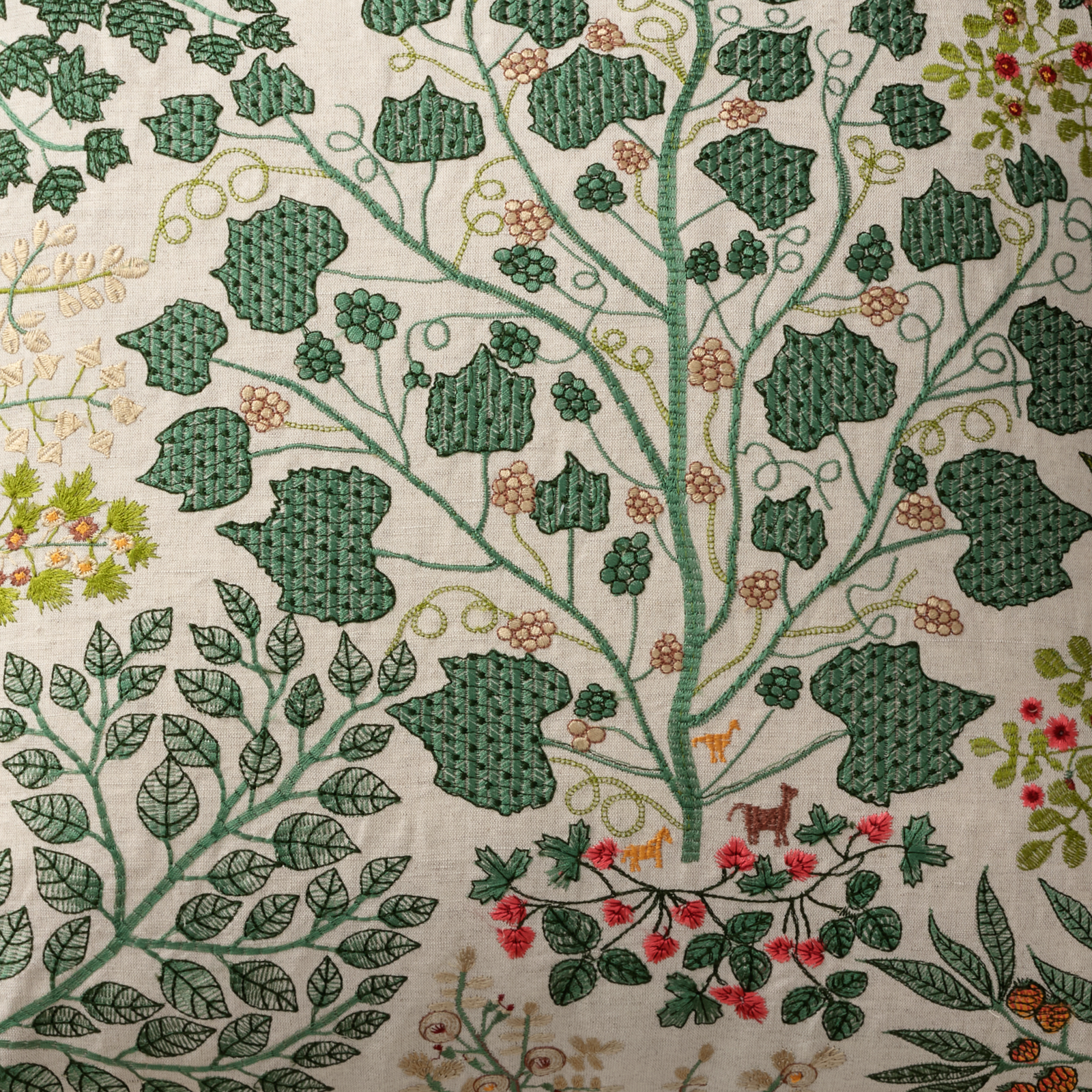 Closeup of The Met x Ann Gish Tree of Life Decorative Pillow