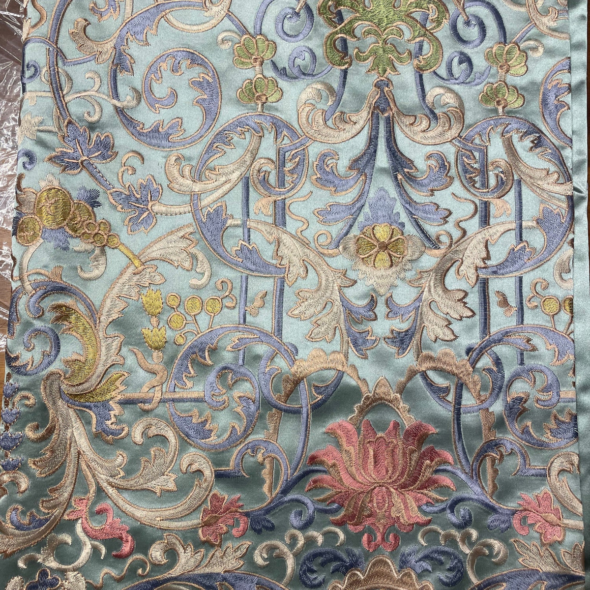 Swatch Sample of The Met x Ann Gish Venezia Duvet Cover and Decorative Pillow in Blue