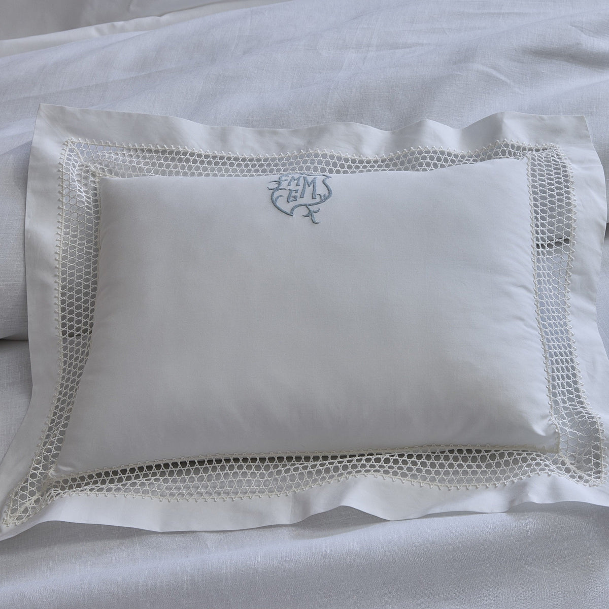 Top View Image of Matouk Cecily Bedding in White Color