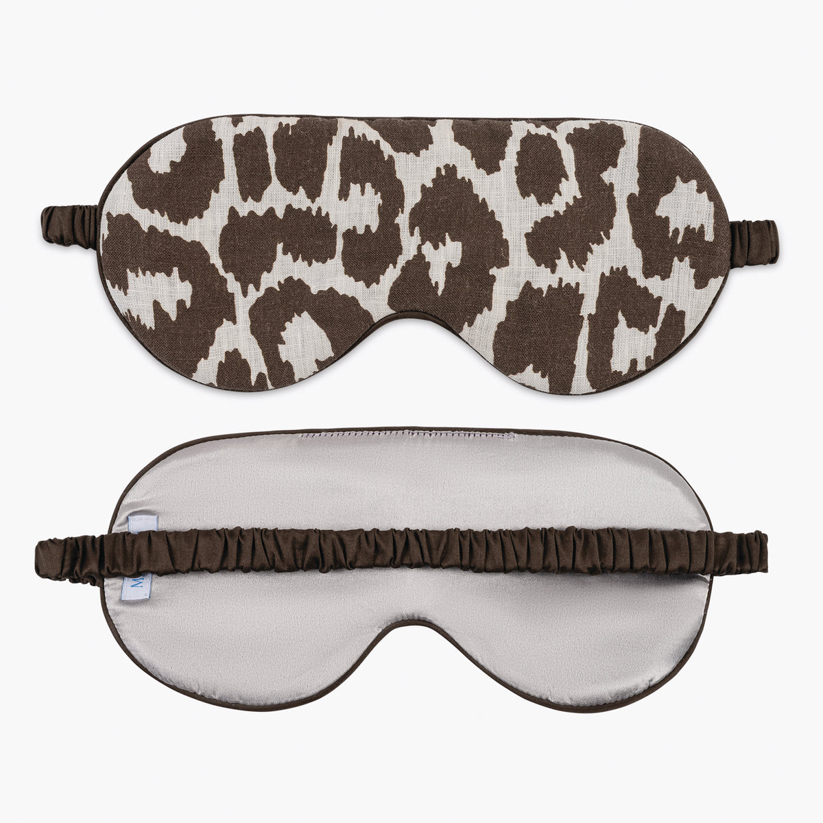 front and reverse of Iconic Leopard sleep mask in cinder