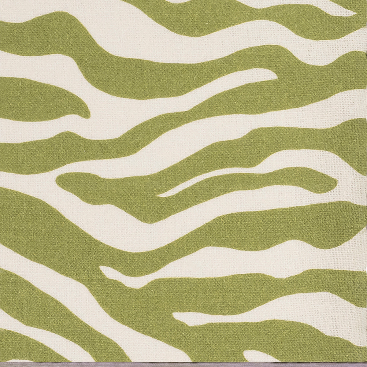 Green and white zebra print with irregular, wavy stripes on a textured linen sleep mask surface.