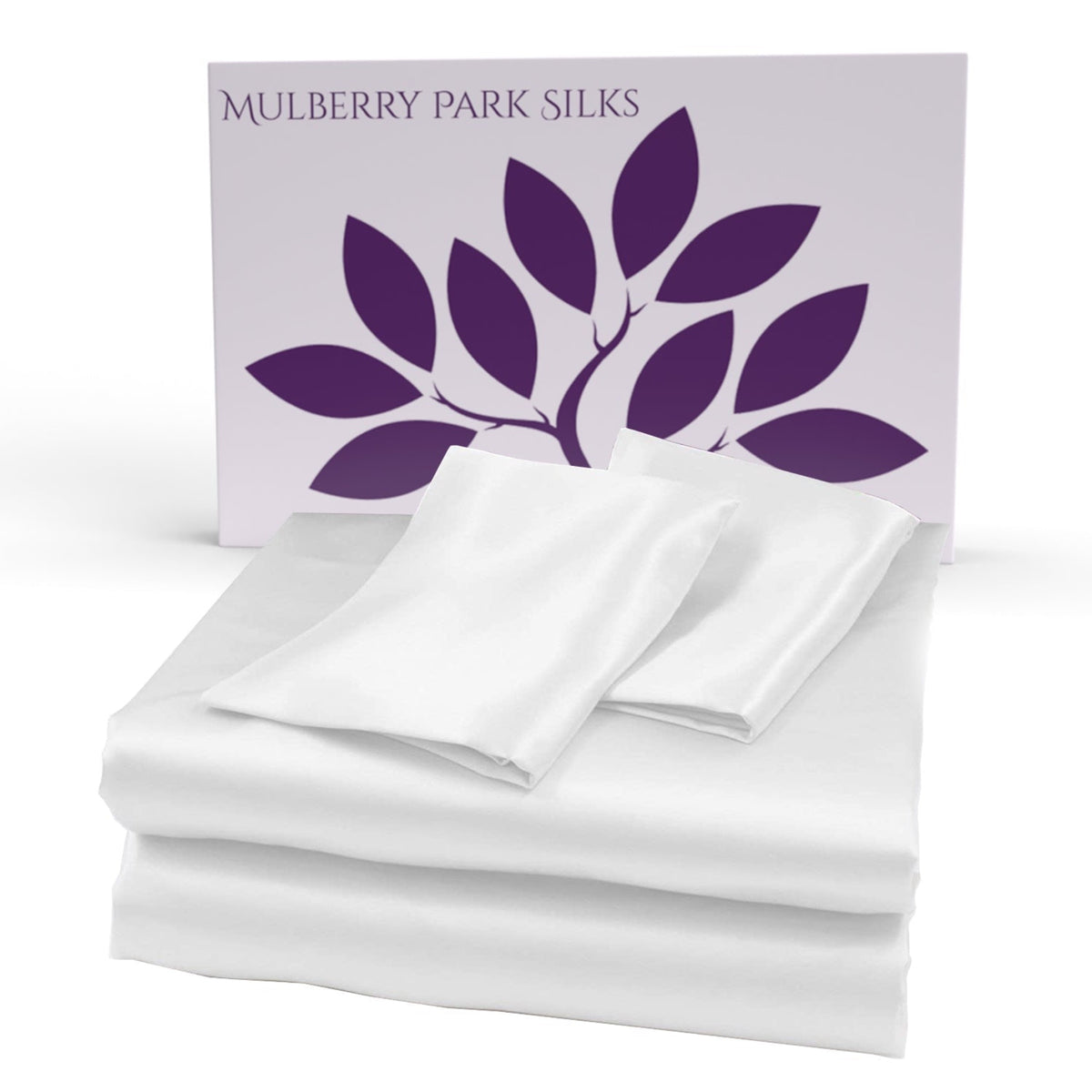 White Mulberry Park Silks 30 Momme Silk Sheet Set with Packaging