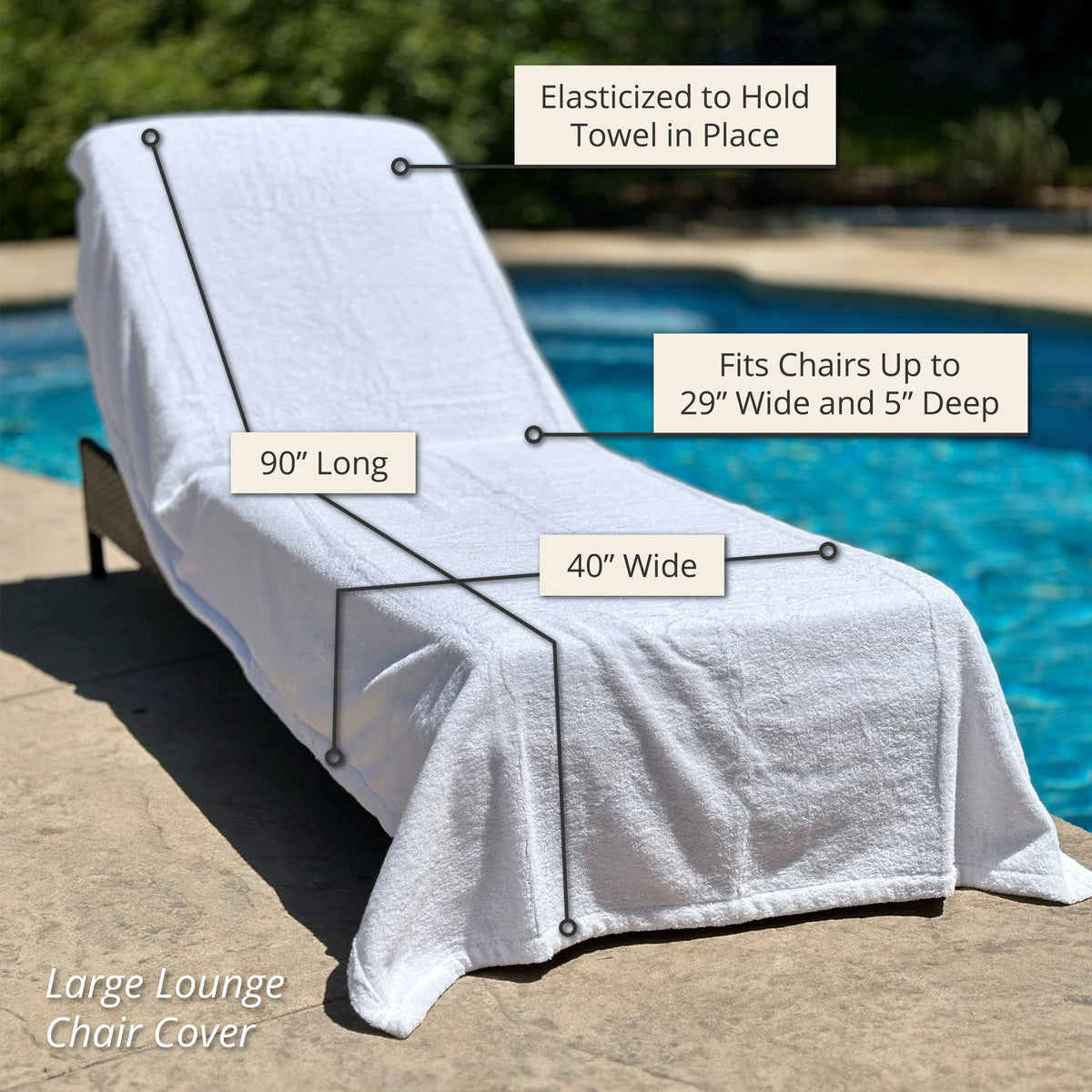 ARLU Home White Lounge Chair Cover Large Size Infographic
