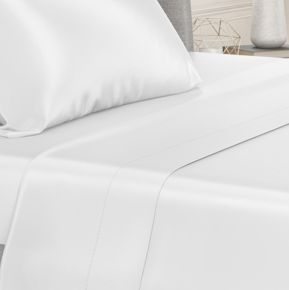 Mulberry Park Silks 22 Momme Silk Flat Sheet White Separate